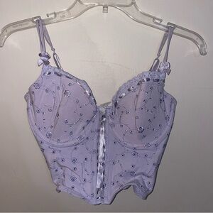 Secret Treasures Lilac Floral Embroidered Lace Bustier